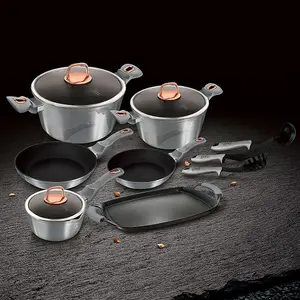 BERLINGER HAUS 12 Pc Cookware Set With Grill No Stick Pots Pans Induction Tools