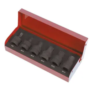 Sealey Impact Spline Socket Bit Set 6pc 1/2"Sq Drive AK5608