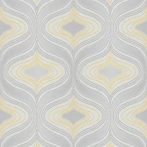 Grandeco Nuevo Grey & yellow Glitter & mica effect Geometric Textured Wallpaper Sample