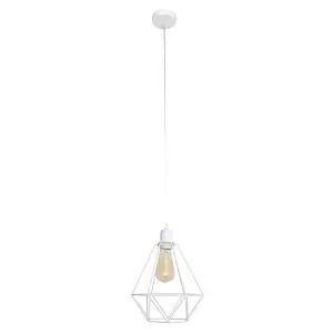 Luminosa Karo Wire Frame Pendant Ceiling Light White 24cm