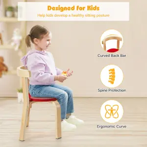 Costway 5-Piece Kids Table and Chair Set Children Wooden Activity Table 4 Curved Chairs