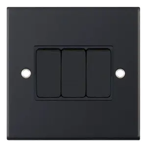 Selectric DSL11-03 5M Light Switch 3 Gang 2 Way SP 10A (Matt Black)