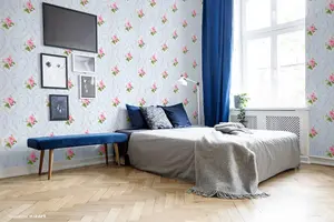 SK Filson Blue & Pink Floral Wallpaper