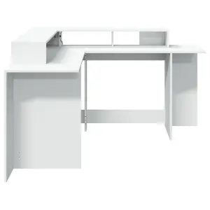 Berkfield Desk with LED Lights White 152x152x91 cm Engineered Wood