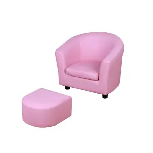 HOMCOM Children Kids Mini Sofa Armchair PVC Sweet Lovely and Safe Pink