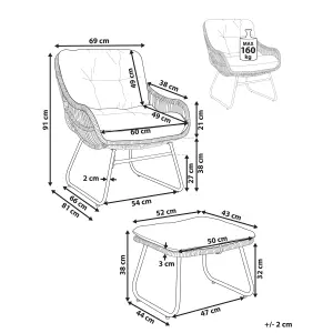 Garden Chair MESTRE with Footstool PE Rattan Natural