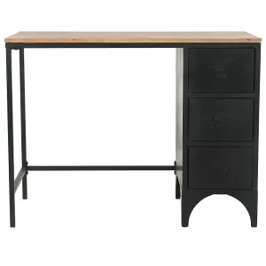 Berkfield Single Pedestal Desk Solid Firwood and Steel 100x50x76 cm