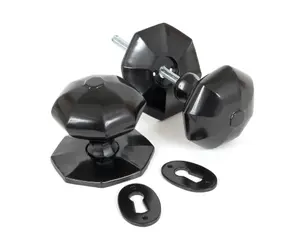 From The Anvil Black Large Octagonal Mortice/Rim Knob Set