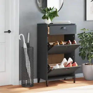 Berkfield Shoe Cabinet VIKEN Anthracite Grey Engineered Wood