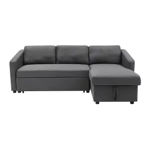 3 Seater Sofa Corner Sofa Bed with Storage Dark Grey