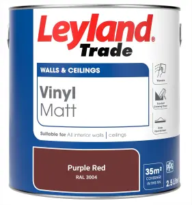 Leyland Trade Vinyl Matt Walls & Ceilings Emulsion Paint Purple Red (RAL 3004) 2.5L