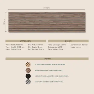 Luxe Grand Acoustic wood slat wall panel in Classic Oak