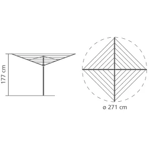 Brabantia Metallic Grey Anodised aluminium & steel 4 Arm Rotary airer, 40m