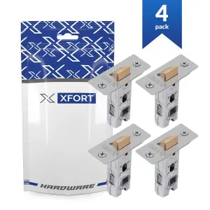 XFORT 4 Pack 65mm Satin Chrome Tubular Latch, Mortice Door Latch