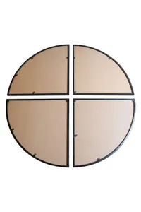 MirrorOutlet The Quadrants Black XL Circular Metal Wall Mirror made up of 4 parts 140 x 140CM