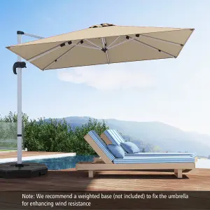 Costway 3M Outdoor Patio Umbrella Square Cantilever Parasol w/ 360 Rotation & Adjustable Tilt