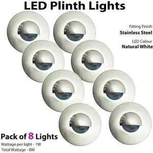 Eyelid LED Plinth Light Kit 8x Round Spotlight Kitchen Bathroom Floor Kick Panel