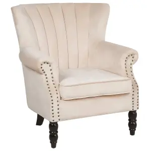 Wingback Chair SVEDALA Velvet Light Beige