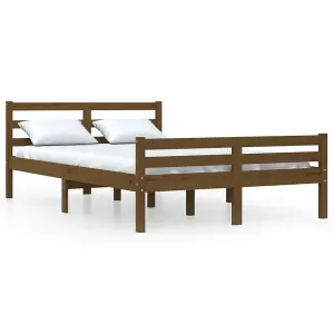 Berkfield Bed Frame Honey Brown Solid Wood 120x190 cm Small Double