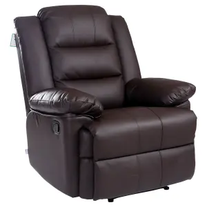 Loxley Bonded Leather Recliner Armchair Sofa Home Lounge Chair Reclining Gaming (Brown)