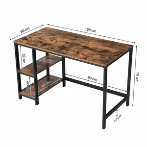 Vaillancourt Desk Black / Rustic Brown / 75cm H x 120cm W x 60cm D