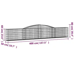 Berkfield Arched Gabion Baskets 9 pcs 400x50x60/80 cm Galvanised Iron