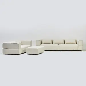 Aurora 2 and 4 Seater Sofa in Mikah Vanilla with Ottoman