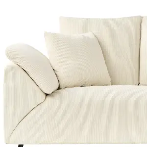 Left Hand Corduroy Corner Sofa Light Beige LUNNER