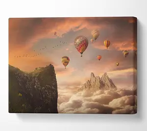 Hot Air Balloon Valley Canvas Print Wall Art - Medium 20 x 32 Inches