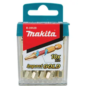 Makita B-39540 50mm POZI PZ2 Impact Gold Torsion Pozi Screwdriver Bits x 10 Pack