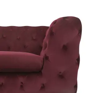 3 Seater Velvet Fabric Sofa Dark Red SOTRA