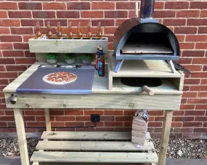 Outdoor 120cm Pizza Table with gastro pots and planter top