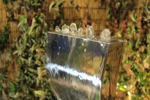 Small Stainless Steel Wave Modern Metal Solar Water Feature