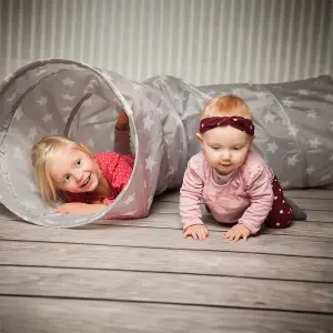 Grey Kids Play Tunnel, Pop Up Tunnel For Kids With Carry Bag