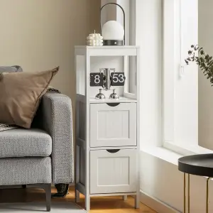 Costway Bathroom Floor Cabinet Wooden Storage Cupboard Freestanding 2 Removable Drawers