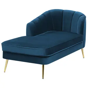 Right Hand Velvet Chaise Lounge Navy Blue ALLIER