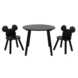 Disney Mickey Mouse Table and Chair Set, 2 Chairs Included, Black finish, Table: W60 X D60 X H48cm, Chair: W28 X D28 X H45cm