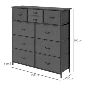 HOMCOM Bedroom Chest of Drawers Fabric Dresser w/ Foldable Drawers Black