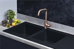 Liquida EW20BL 2.0 Bowl Composite Reversible Inset Black Kitchen Sink With Waste