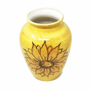 Sunflower Hand Painted Ceramic Yellow Kitchen Dining Large Vase (H) 28cm