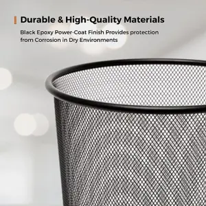 MantraRaj Round Mesh Bins Trash Can Bin Black Nonslip Waste Paper Bin 10 liters Pack Of 2 Metal Bin Indoor Waste Bin