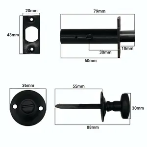 AFIT Matt Black Bathroom Rack Bolt Oval Thumb Turn