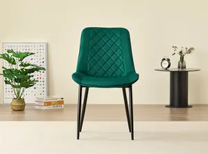 Amelia Velvet Comfort Dining Chairs - Green - Set of 2