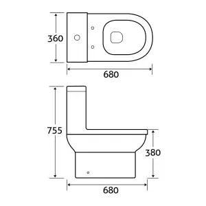 Vesper White Ceramic Close Coupled Toilet with Anti Bacterial Glaze & Soft Close Toilet Seat