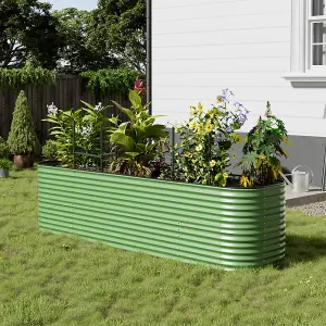 320cm W Light Green Oval Garden Three-grid Galvanized Steel Flower Bed