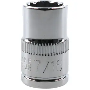 7/16" AF SAE Imperial Socket 3/8" Drive 12 Point Shallow Depth Chrome Vanadium Steel