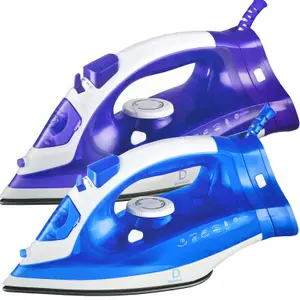 Blue 2600W Corded Non Stick Steam Iron With Ceramic Sole Plate Laundry