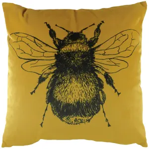 Evans Lichfield Gold Bee Rectangular Velvet Feather Rich Cushion