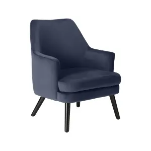 Kenver Dark blue Velvet effect Relaxer chair (H)895mm (W)720mm (D)735mm