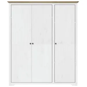 Wardrobe BODO White and Brown 151.5x52x176.5cm Solid Wood Pine